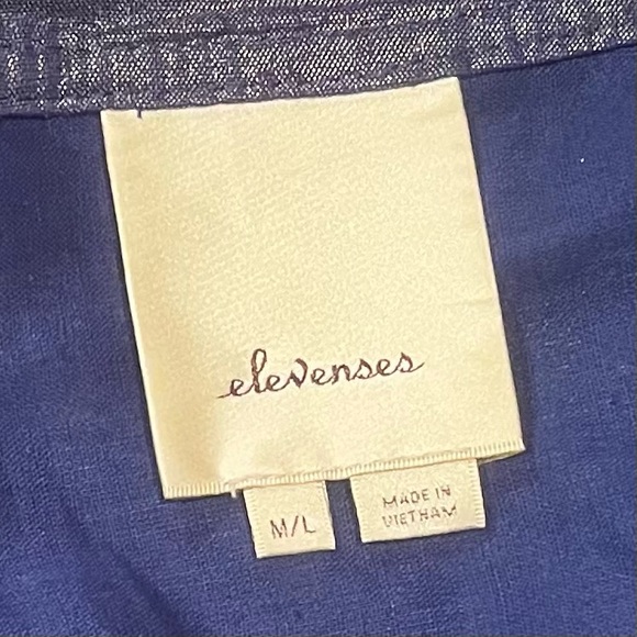 Anthropologie Elevenses Raquel Blue Bubble Jacket Batwing Linen Blend Size M/L - Picture 9 of 13